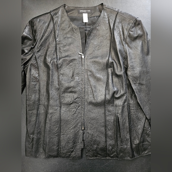 NWT - Jones New York Leather Black Lightweight Moto Jacket - Size XL - Picture 9 of 13